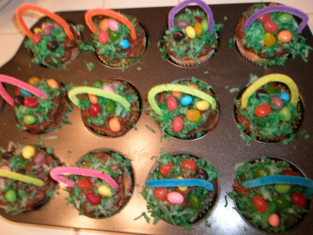 Easter basket cupcakes